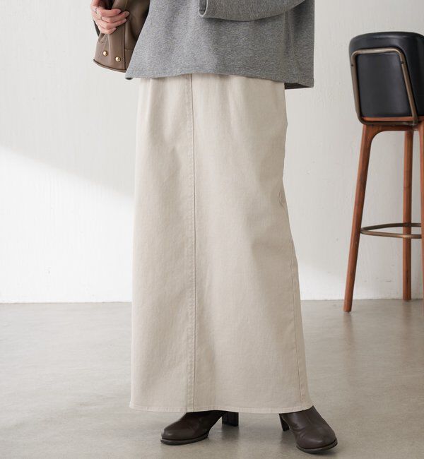  「Iラインデニムスカート」|スカート|ライトグレー