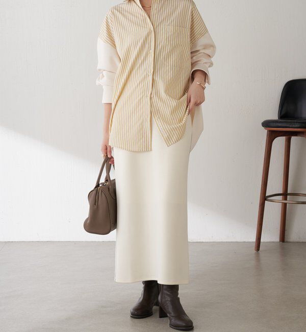  「【冬から着れる】ポンチドッキングシャツ」|シャツ・ブラウス|