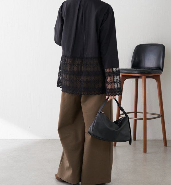  「ボウタイ裾レース切替シャツ」|シャツ・ブラウス|