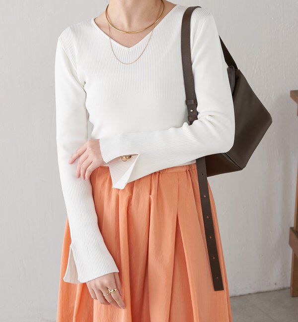  「リブ切替Vネックニット」|ニット・セーター|