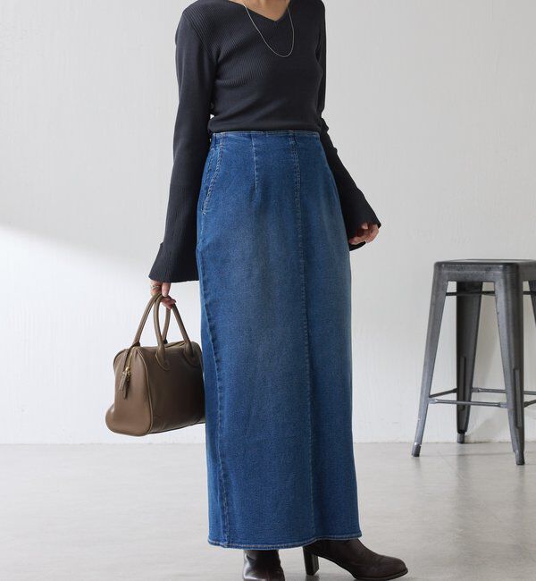  「リブ切替Vネックニット」|ニット・セーター|