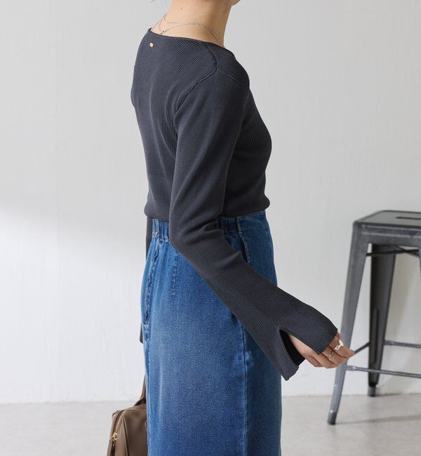  「リブ切替Vネックニット」|ニット・セーター|