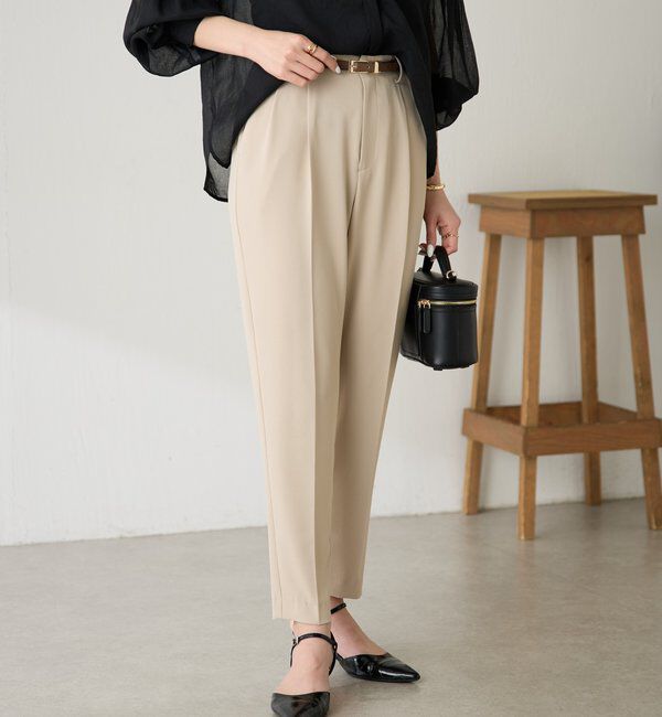  「ジャージスリムテーパードパンツ/セレモニー」|チノ|ベージュ
