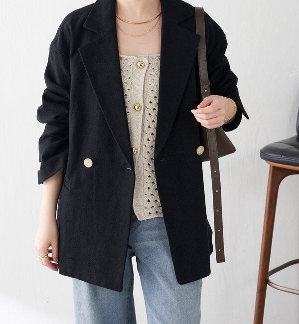  「コットンリネンオーバーダブルジャケット」|ベスト・ジレ|