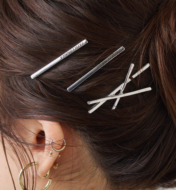  「【PAPILLONNER/パピヨネ】メタルロゴ入りヘアピンセット」|リング|シルバー