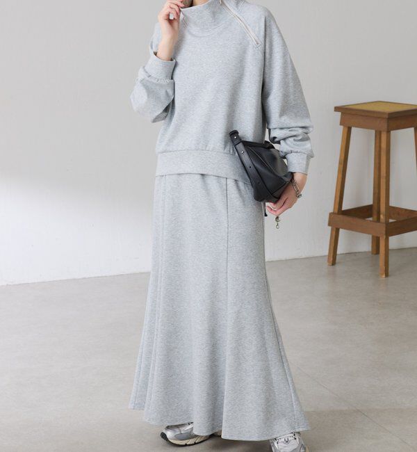  「アシメハーフジップセットアップ」|ワンピース|グレー