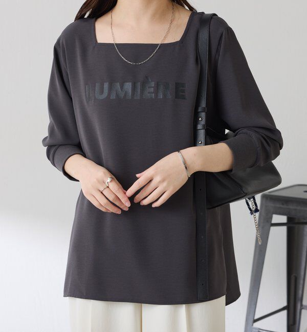  「スクエアネックジョーゼットロゴロンT」|Tシャツ・カットソー|