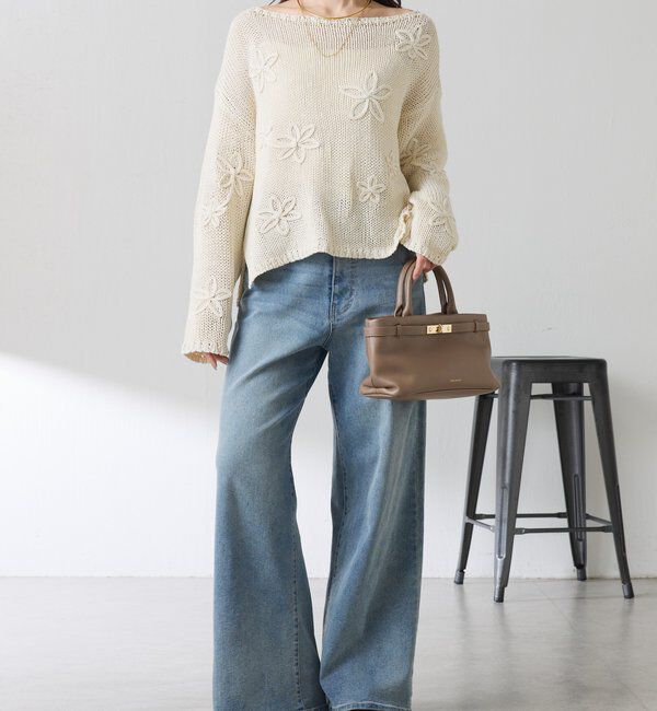  「フラワールーズコットン混ニット」|ニット・セーター|