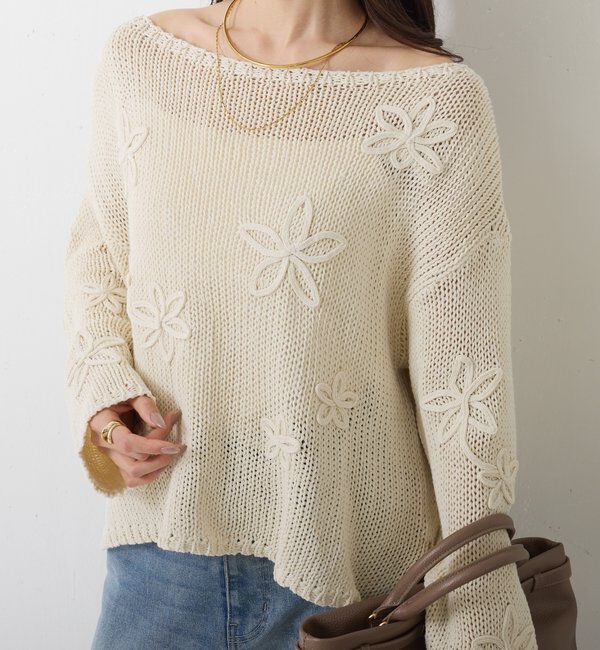  「フラワールーズコットン混ニット」|ニット・セーター|