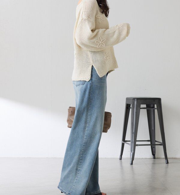  「フラワールーズコットン混ニット」|ニット・セーター|