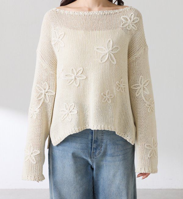 「フラワールーズコットン混ニット」|ニット・セーター|