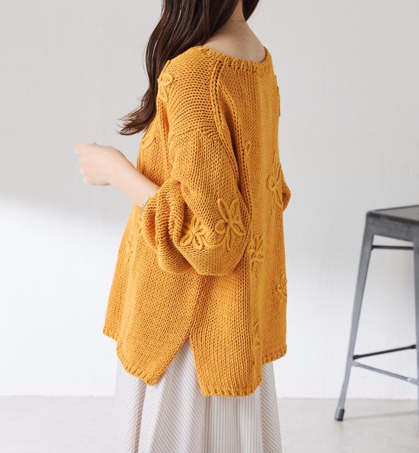  「フラワールーズコットン混ニット」|ニット・セーター|