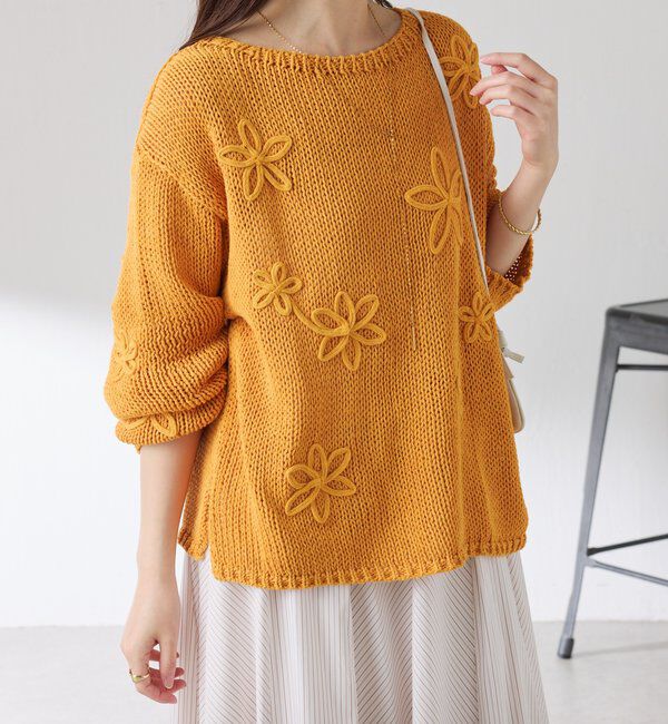  「フラワールーズコットン混ニット」|ニット・セーター|