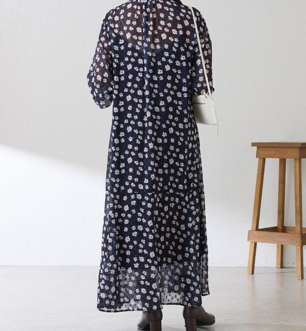  「	小花柄ラメシフォンワンピース」|ワンピース|