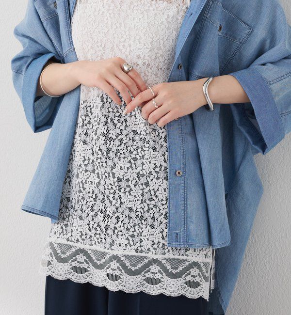  「《着映えアイテム》スカラップレースキャミソール」|シャツ・ブラウス|