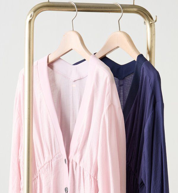  「《1枚で着映える》ギャザー切替シャツカーディガン」|シャツ・ブラウス|