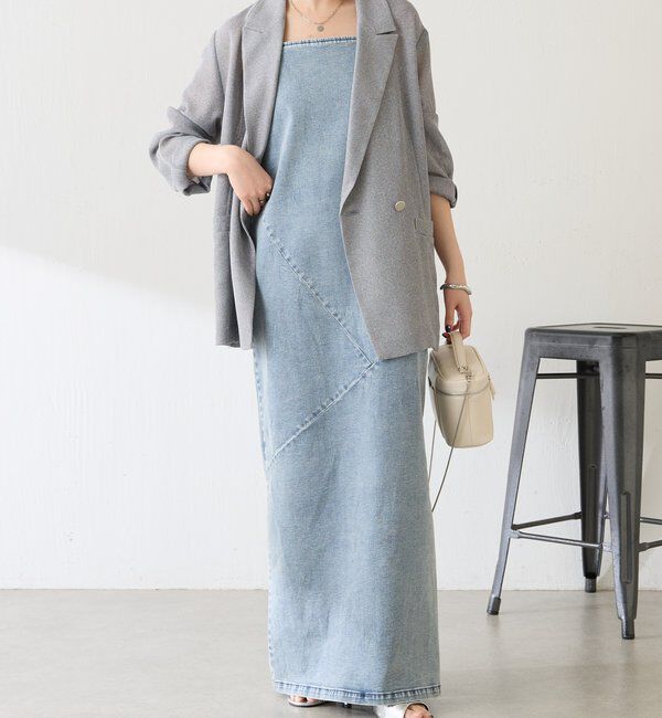  「Q.anosリラックススリムデニムワンピース」|ワンピース|