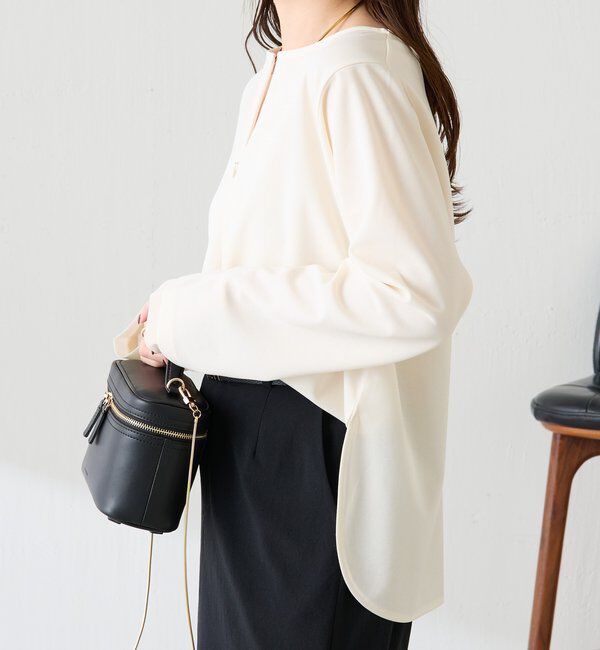  「袖シアー切替ジョーゼットロンT」|Tシャツ・カットソー|
