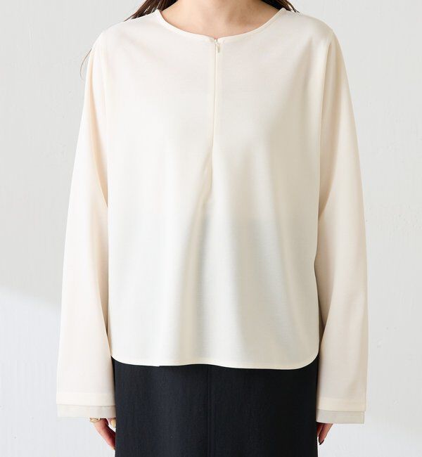  「袖シアー切替ジョーゼットロンT」|Tシャツ・カットソー|