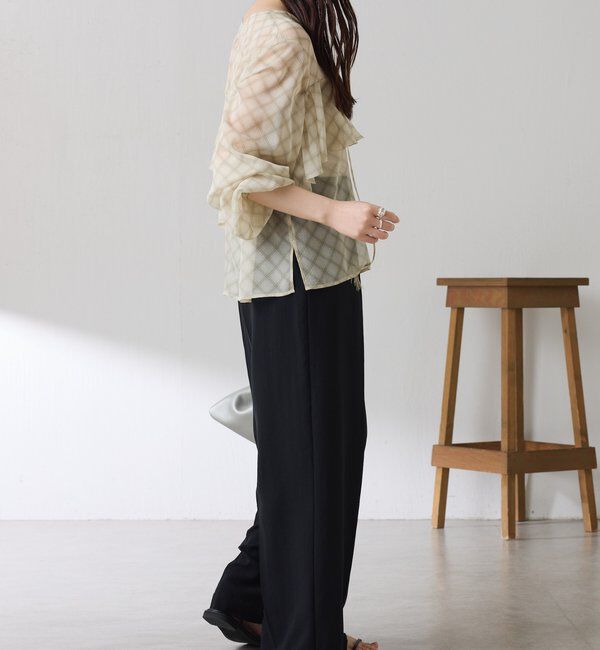  「チェックシフォンラッフルブラウス」|シャツ・ブラウス|