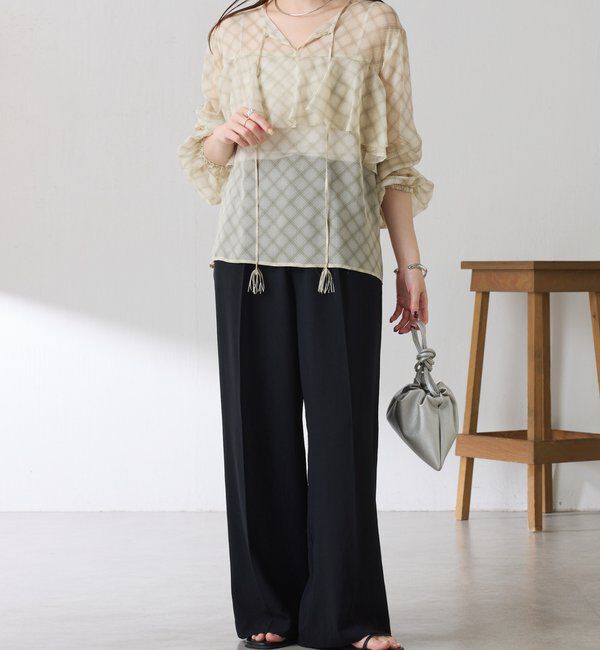  「チェックシフォンラッフルブラウス」|シャツ・ブラウス|