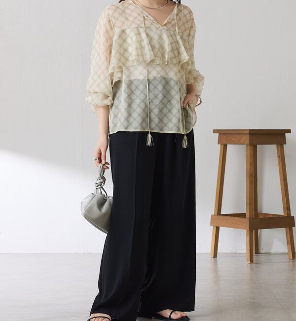  「チェックシフォンラッフルブラウス」|シャツ・ブラウス|