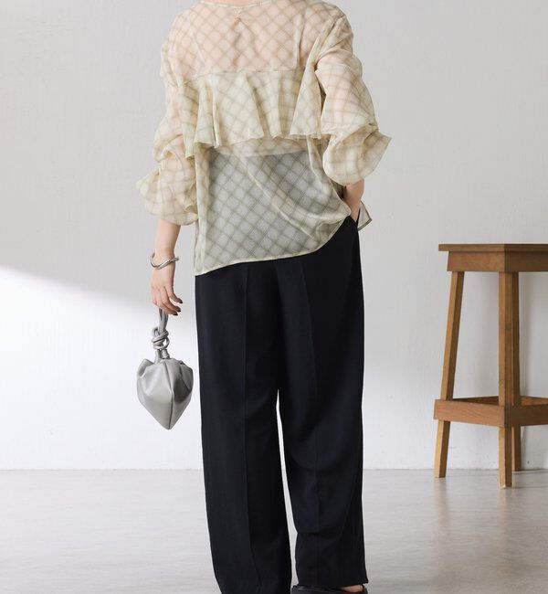  「チェックシフォンラッフルブラウス」|シャツ・ブラウス|