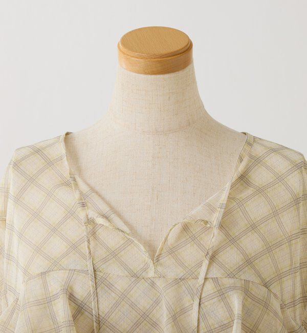  「チェックシフォンラッフルブラウス」|シャツ・ブラウス|