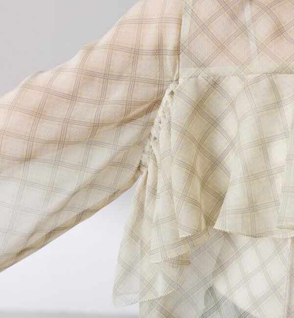  「チェックシフォンラッフルブラウス」|シャツ・ブラウス|
