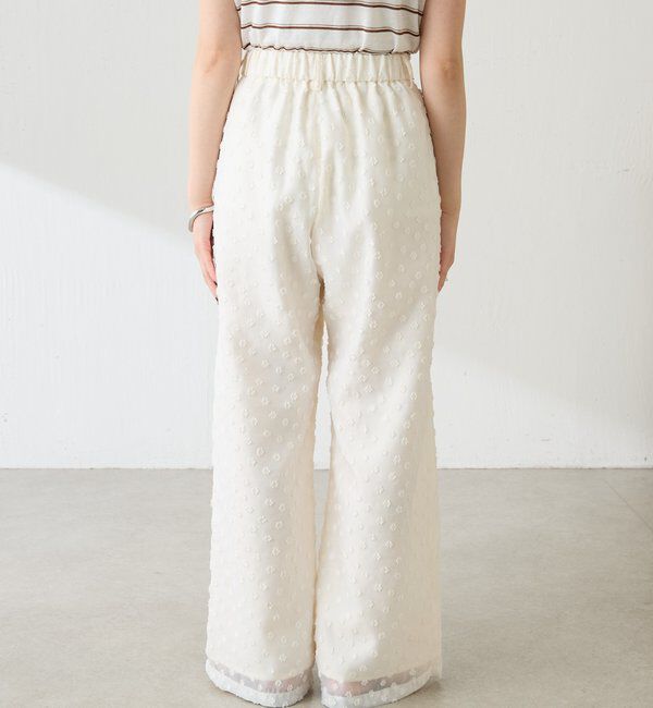  「【着映えデザイン】立体フラワーシアーワイドパンツ」|チノ|