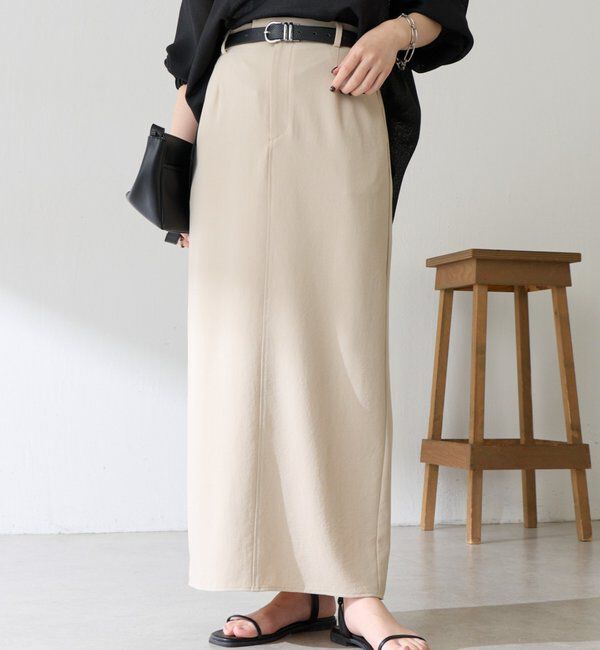  「ジャージタイトスカート」|スカート|ベージュ