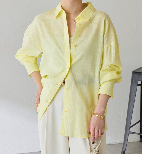  「【涼しく着れる】麻混バックツイストシャツ」|シャツ・ブラウス|