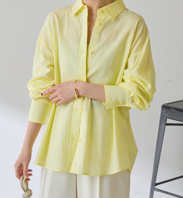  「【涼しく着れる】麻混バックツイストシャツ」|シャツ・ブラウス|