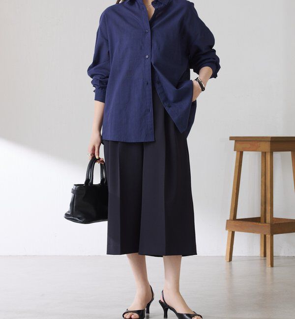  「【涼しく着れる】麻混バックツイストシャツ」|シャツ・ブラウス|