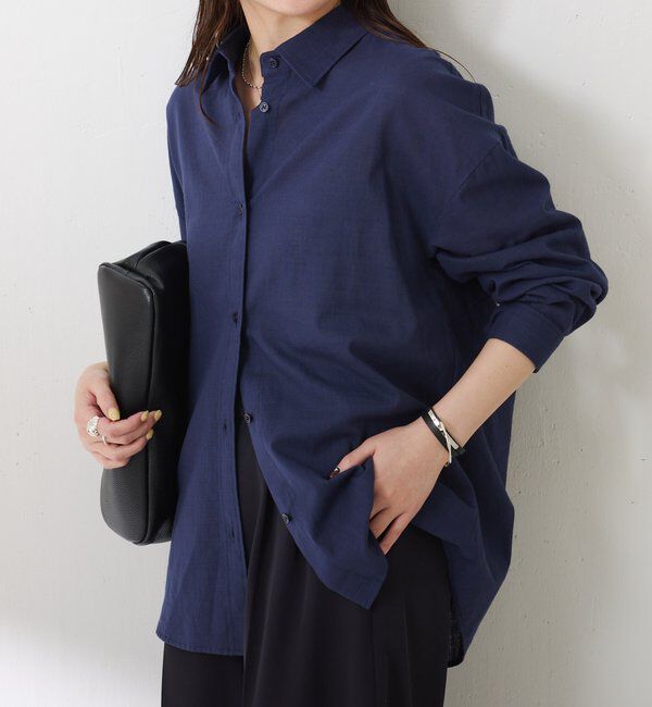  「【涼しく着れる】麻混バックツイストシャツ」|シャツ・ブラウス|