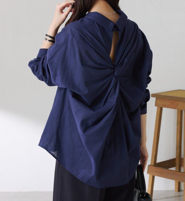  「【涼しく着れる】麻混バックツイストシャツ」|シャツ・ブラウス|