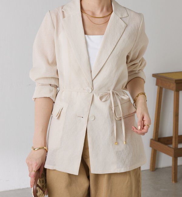  「ダブルポケットシアージャケット」|デニムジャケット|ライトベージュ