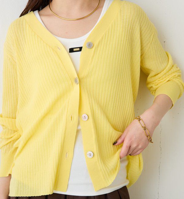  「ドライコットンワイドリブカーディガン」|ニット・セーター|