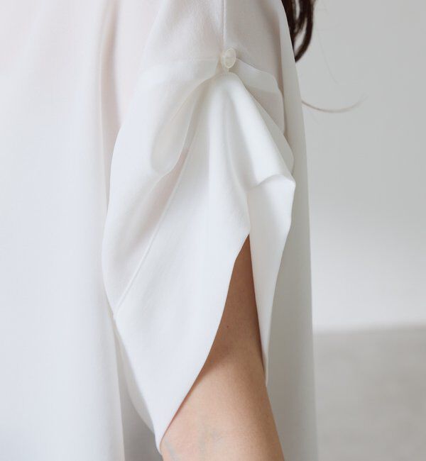  「【袖をアレンジできる】袖アレンジジョーゼットロゴTシャツ」|Tシャツ・カットソー|