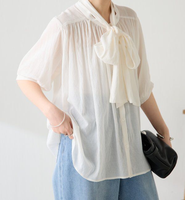  「強撚2WAYシアーボウタブラウス」|シャツ・ブラウス|