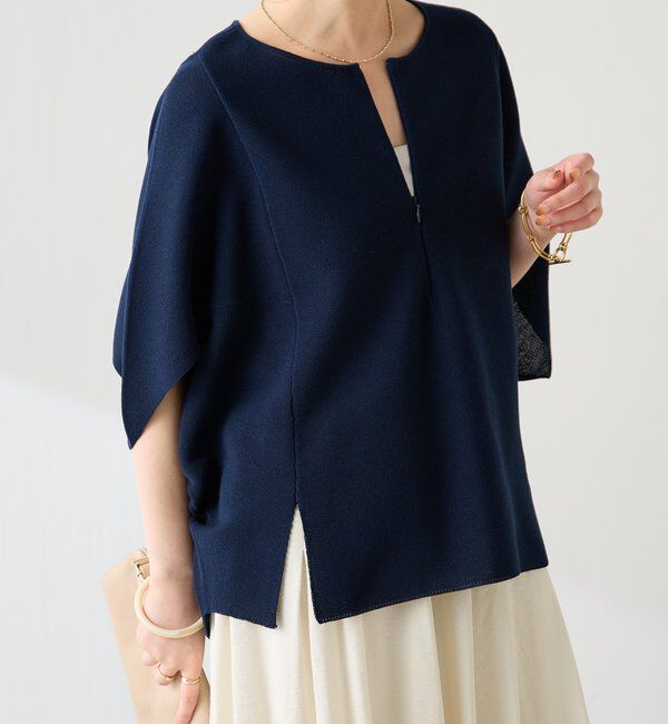  「ジップ変形ドルマンニット」|ニット・セーター|