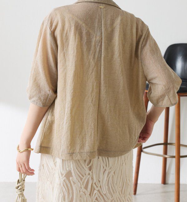  「【冷房/紫外線対策】シアーハーフスリーブジャケット」|ベスト・ジレ|