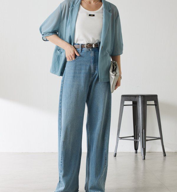  「【冷房/紫外線対策】シアーハーフスリーブジャケット」|ベスト・ジレ|