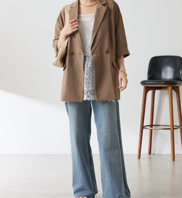  「【冷房/紫外線対策】シアーハーフスリーブジャケット」|ベスト・ジレ|