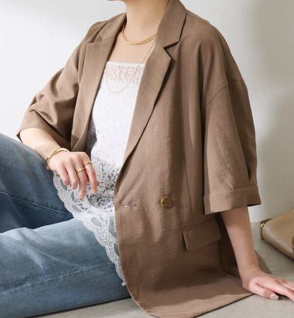  「【冷房/紫外線対策】シアーハーフスリーブジャケット」|ベスト・ジレ|