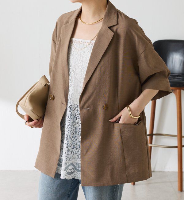  「【冷房/紫外線対策】シアーハーフスリーブジャケット」|ベスト・ジレ|