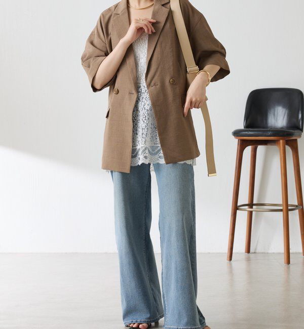  「【冷房/紫外線対策】シアーハーフスリーブジャケット」|ベスト・ジレ|