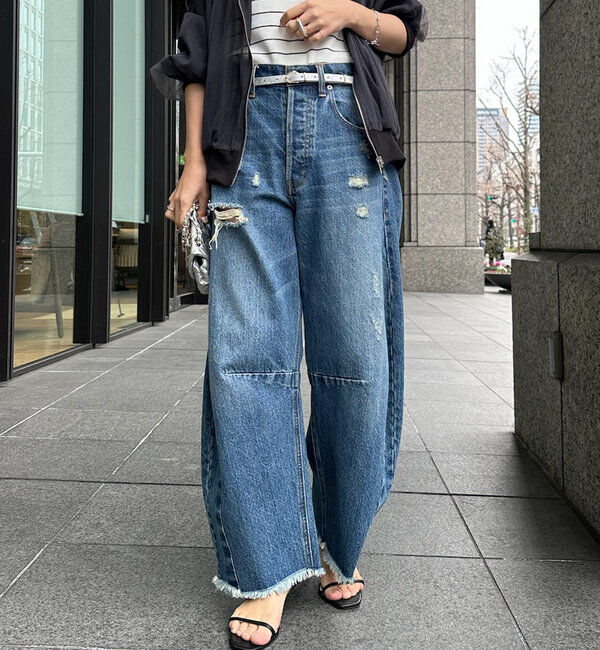  「【ベストセラーアイテム】ダメージカーブデニム」|デニム|