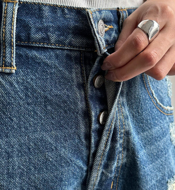  「【ベストセラーアイテム】ダメージカーブデニム」|デニム|