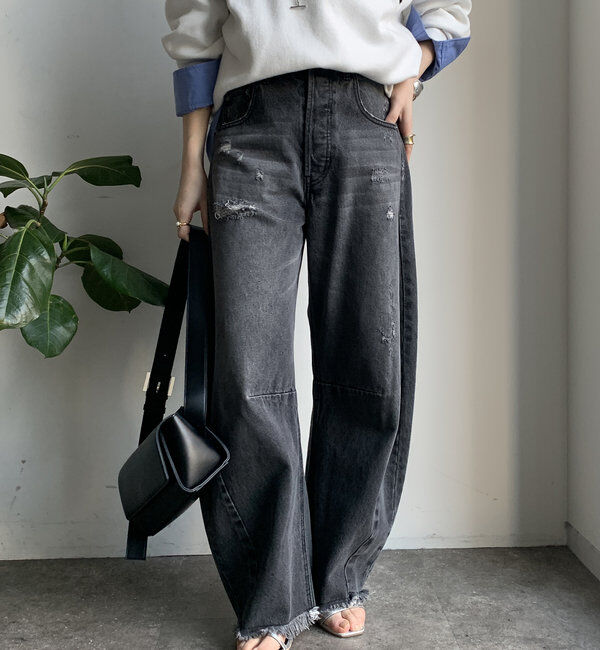  「【ベストセラーアイテム】ダメージカーブデニム」|デニム|